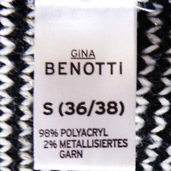 GINA BENOTTI size S black/white 3/4-sleeve embroidered knit dress - Picture 10 of 11